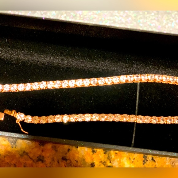 Rare Newcreated sapphire tennis 17 inches rose gold 18 k gold plated